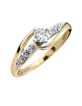 Solitario de oro amarillo 14 k Klamore Amber diamante