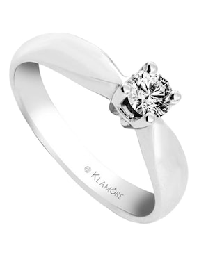 Solitario de oro blanco 14 k Klamore Lucca diamante