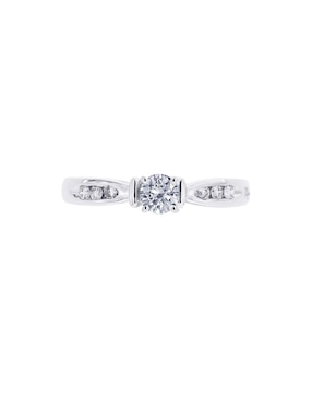 Solitario De Oro Blanco 14 K Klamore Fedelta Diamante