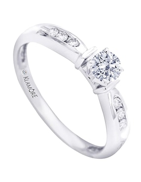 Solitario De Oro Blanco 14 K Klamore Fedelta Diamante