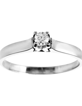 Solitario de oro blanco 14 k Valessa diamante