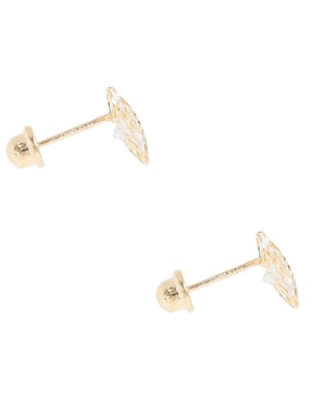 Broqueles Casal de oro con acabado brillante zirconia