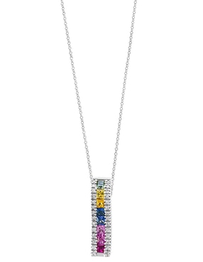 Dije Irregular Effy De Oro Blanco 14 K Zafiro Y Diamante