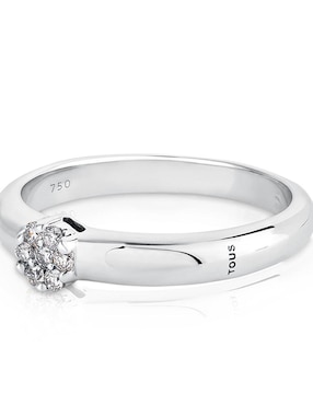 Anillo de flor Tous Les Classiques 18 k de oro blanco diamante pavé