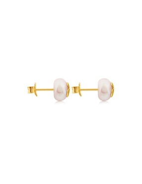 Broqueles Tous de oro con acabado lustre perla