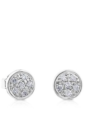 Aretes Huggies De Oro Blanco 18 K Tous