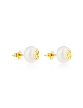 Broqueles Tous de oro con acabado lustre perla