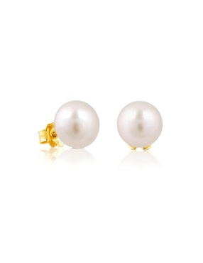 Broqueles Tous de oro con acabado lustre perla
