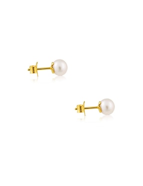 Broqueles Tous de oro con acabado lustre perla
