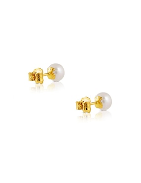 Broqueles Tous de oro con acabado lustre perla