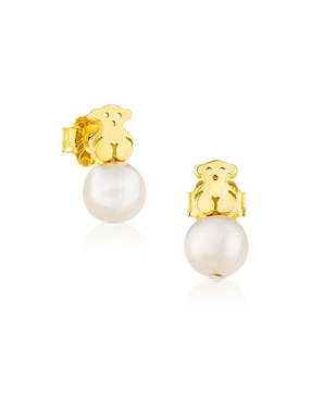 Broqueles Tous de oro amarillo 18 K con acabado lustre perla
