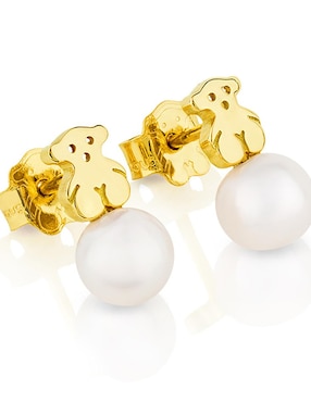 Broqueles Tous de oro amarillo 18 K con acabado lustre perla