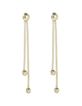 Aretes Largos Lusso De Oro Amarillo 14 K