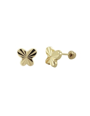 Broqueles de mariposa D Cadena de oro con acabado brillante zirconia