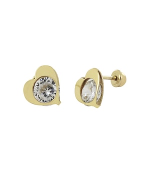 Broqueles de corazón D Cadena de oro con acabado pavé zirconia