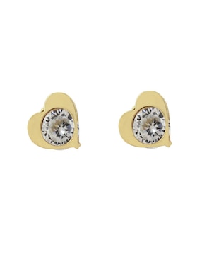 Broqueles de corazón D Cadena de oro con acabado pavé zirconia