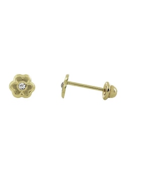 Broqueles Ttvarios de oro blanco con acabado brillante zirconia