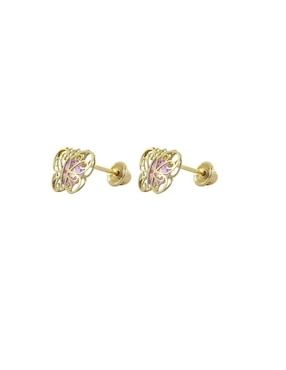 Broqueles Ttvarios de oro con acabado brillante zirconia
