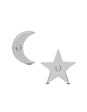 Broqueles Barney de oro blanco14 K con acabado pavé diamante