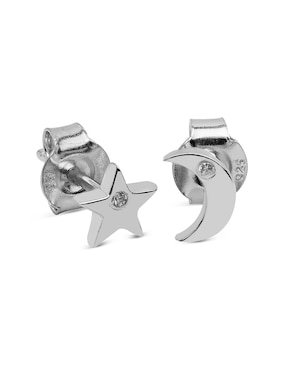 Broqueles Barney de oro blanco14 K con acabado pavé diamante