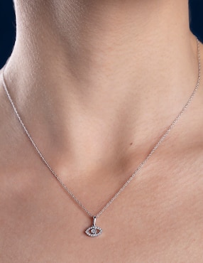 Dije de ojo Jayda aura de oro blanco 14 K diamante