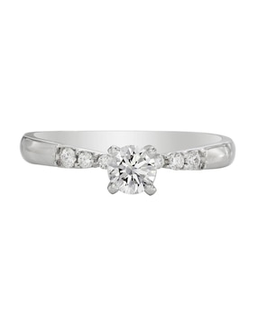 Solitario de oro blanco 14 k Valessa diamante