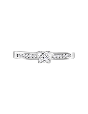 Solitario de oro blanco 14 k Klamore Ela diamante