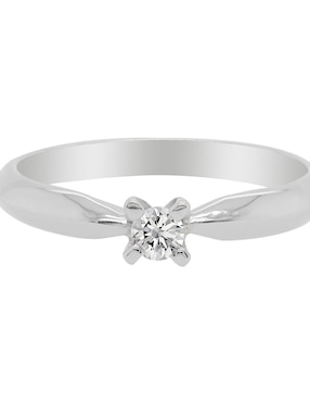 Solitario de oro blanco 14 k Valessa diamante