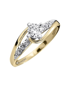 Solitario de oro 14 k Klamore Amber diamante