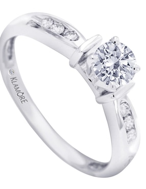 Solitario de oro blanco 14 k Klamore Fedelta diamante