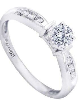 Solitario de oro blanco 14 k Klamore Fedelta diamante