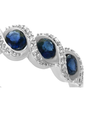 Anillo de nudo Effy 14 k de oro blanco zafiro y diamante pavé