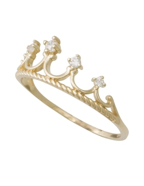 Anillo de corona Sini 14 k de oro amarillo zirconia pulido