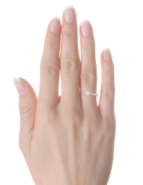 Anillo de flor Valessa 14 k de oro blanco diamante brillante