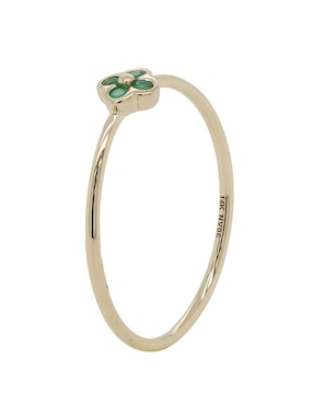 Anillo de flor Valessa 14 k de oro amarillo esmeralda brillante