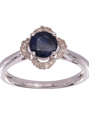 Anillo de flor Fascinare Margaret 14 k de oro blanco zirconia y diamante pavé