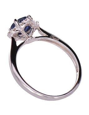 Anillo de flor Fascinare Margaret 14 k de oro blanco zirconia y diamante pavé