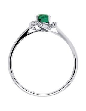 Anillo ovalado Fascinare Donelle 14 k de oro blanco esmeralda y diamante brillante