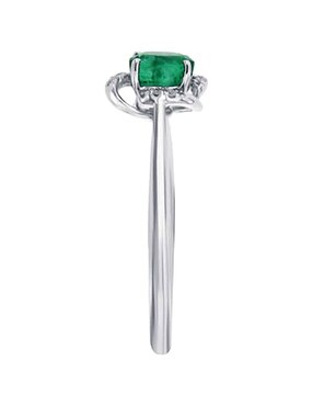 Anillo ovalado Fascinare Donelle 14 k de oro blanco esmeralda y diamante brillante