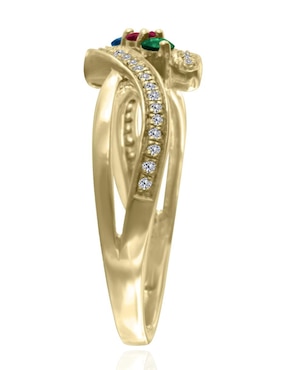 Anillo Fascinare Altea 14 k de oro amarillo esmeralda, zafiro y rubí brillante