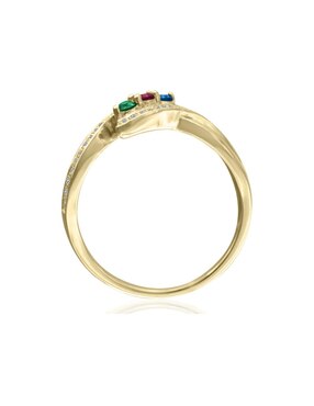 Anillo Fascinare Altea 14 k de oro amarillo esmeralda, zafiro y rubí brillante