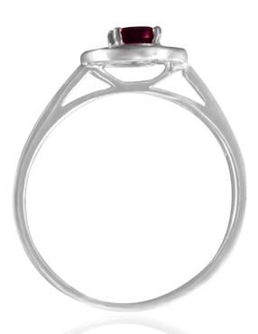 Anillo Fascinare Clara 14 k de oro blanco rubí y diamante pavé