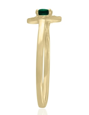 Anillo Fascinare Clara 14 k de oro amarillo esmeralda y diamante pavé
