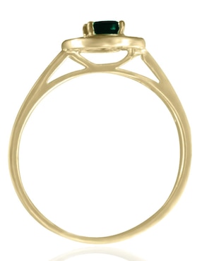 Anillo Fascinare Clara 14 k de oro amarillo esmeralda y diamante pavé