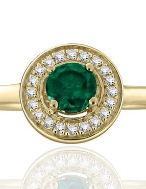 Anillo Fascinare Clara 14 k de oro amarillo esmeralda y diamante pavé