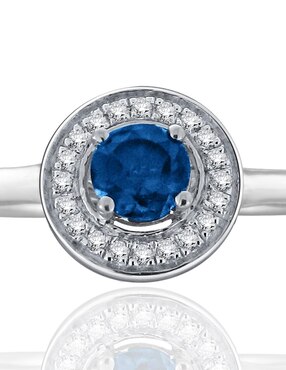 Anillo de flor Fascinare Clara 14 k de oro blanco zirconia y diamante pavé