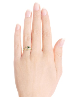 Anillo Fascinare Eterna 14 k de oro amarillo esmeralda y diamante brillante