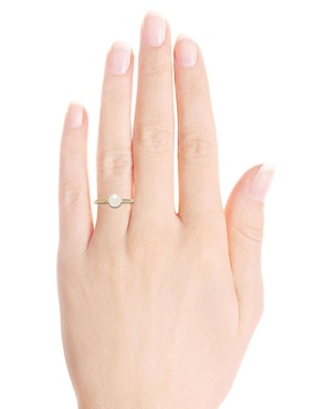 Anillo rectangular Fianelli Diana 14 k de oro amarillo diamante y perla brillante