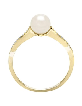 Anillo rectangular Fianelli Diana 14 k de oro amarillo diamante y perla brillante