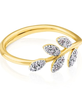Anillo de hoja Tous Gem Power 18 k de oro amarillo diamante pavé